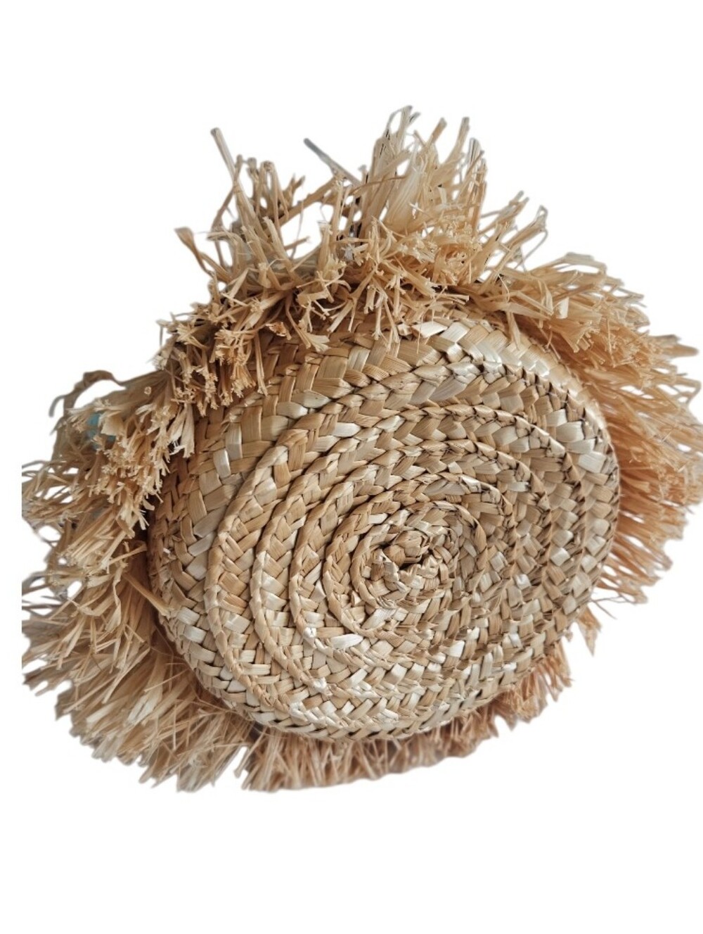 NWT BTB Los Angeles - Round Bucket Straw Fringe & Pompoms Colorfull - Picture 7 of 13